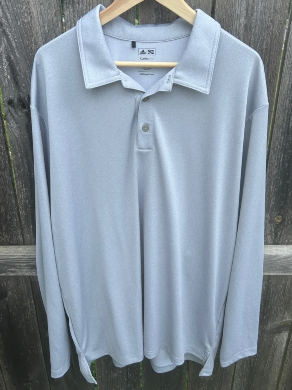 Adidas Golf Climalite Long Sleeve Polo Shirt XXL Ice Blue Grey